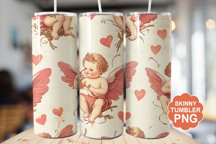 Cupid Vintage Valentine Tumbler | Valentine Tumbler Wrap