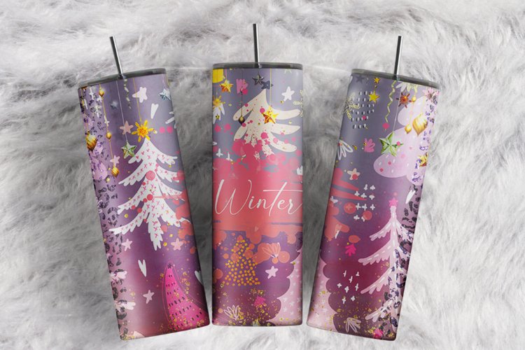 Winter Holiday Snowflakes Glitter Cheetah 20 oz tumbler wrap