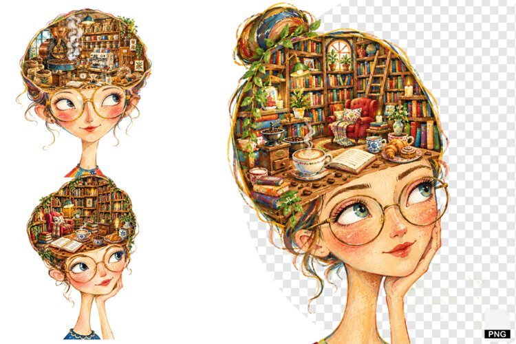 Girl loves Coffee PNG example image 1
