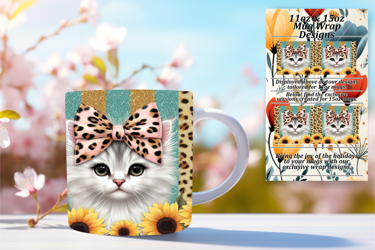 Whimsical 11oz Mug Wrap Png Design , Cute Animals