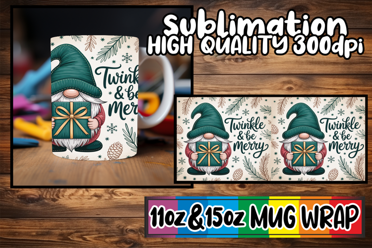 Radiant mornings 11oz 15oz sublimation wrap, Holiday Gnome