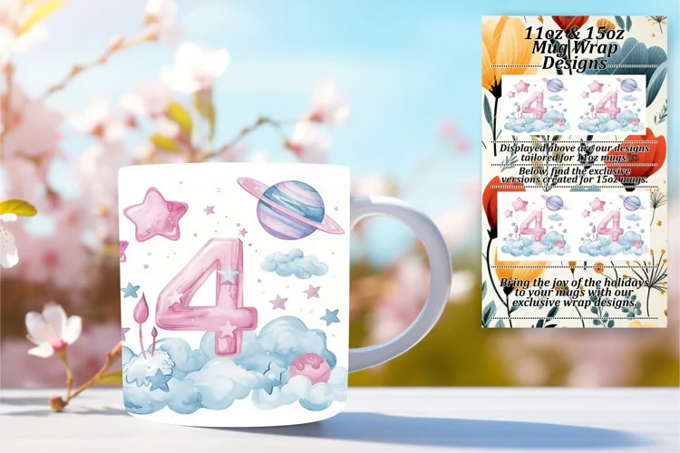 Cosmic Splendor: Sublimation Mug Wrap Art 11oz/15oz