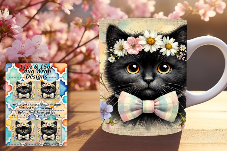 Lovely 11oz Mug Wrap Png Template , Cute Cat