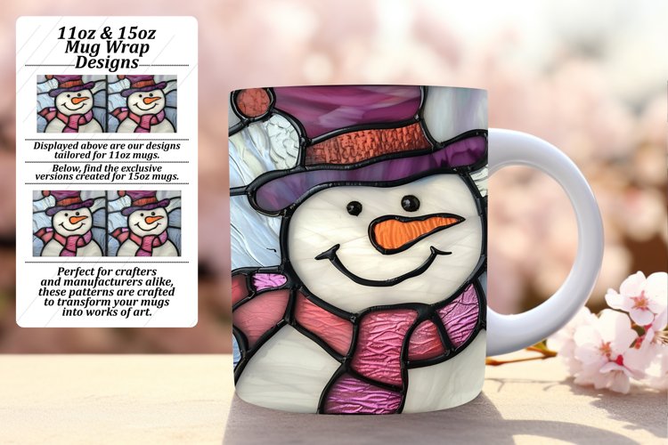 Winter Holiday Snowman Mug Wrap 3D 11oz 15oz