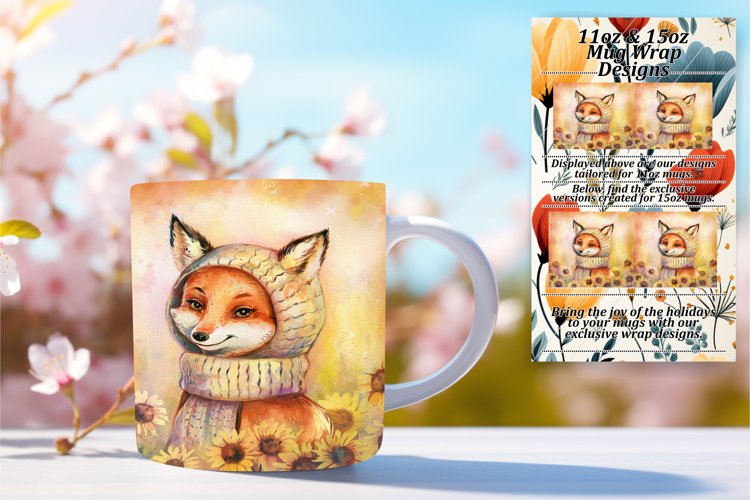 Unique 15oz Mug Wrap Png Design , Animals