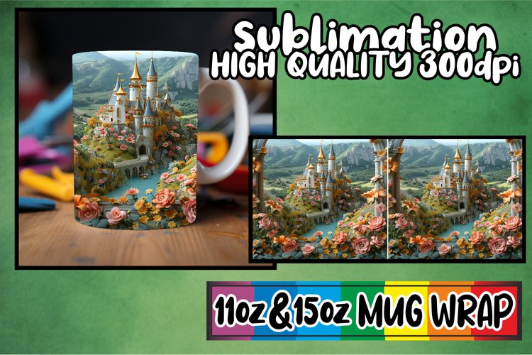 Spring Serenity: 3D Flower Pattern Mug Wrap