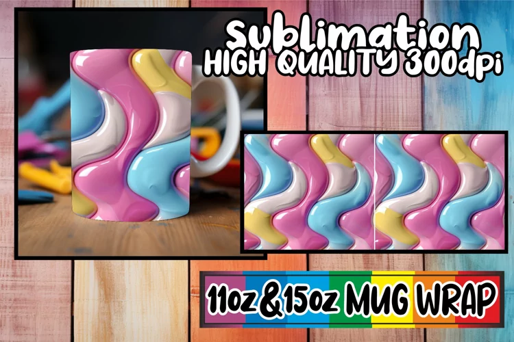 Vibrant 3D Symphony: Sublimation Mug Wrap 11oz/15oz