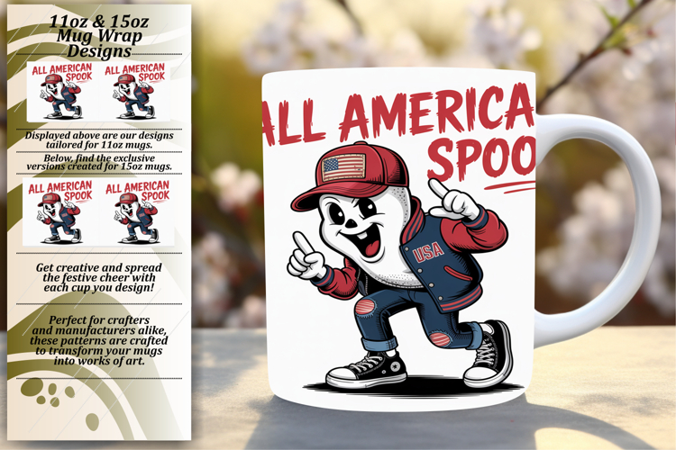 Gorgeous 15oz Mug Wrap Png Template , Funny Ghost