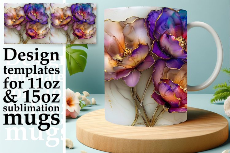 Vibrant Floral Fantasy Mug Wrap: Sublimation - 11oz/15oz example image 1