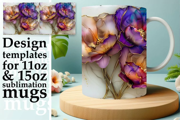 Vibrant Floral Fantasy Mug Wrap: Sublimation - 11oz/15oz