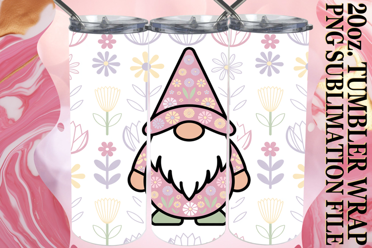 Vibrant Hearts 20oz tumbler wrap, Gnomes