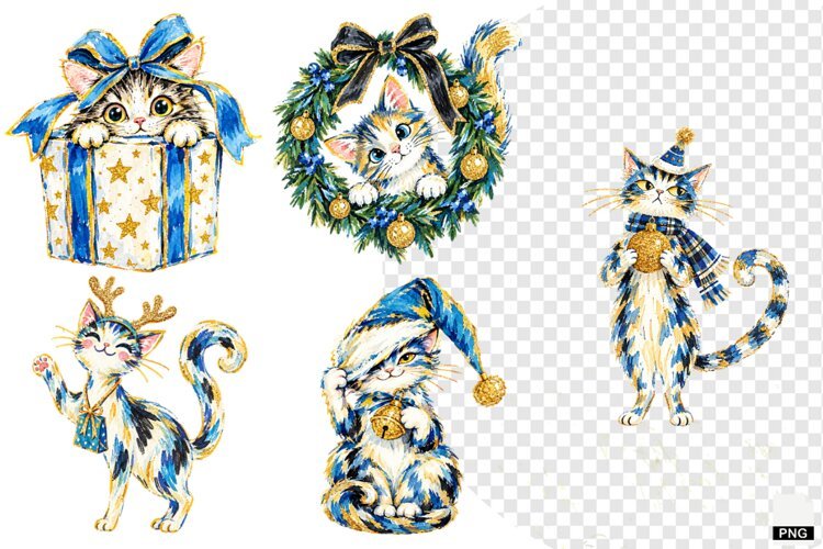 Christmas Cats Clipart example image 1