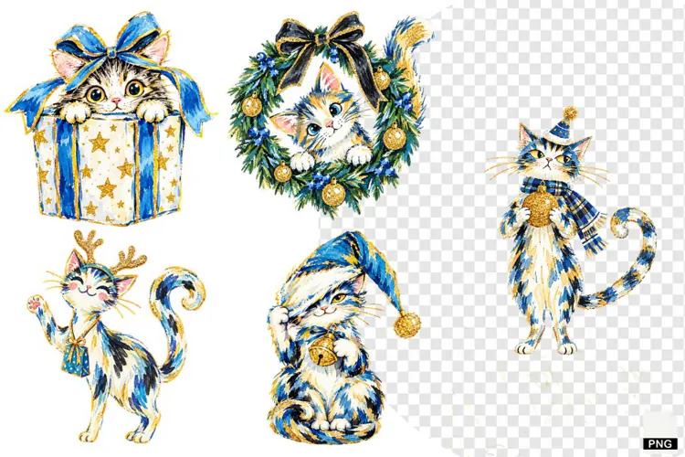 Christmas Cats Clipart