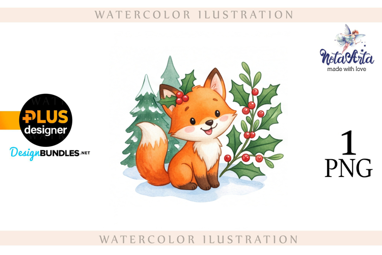 Illustration of a cute Christmas fox