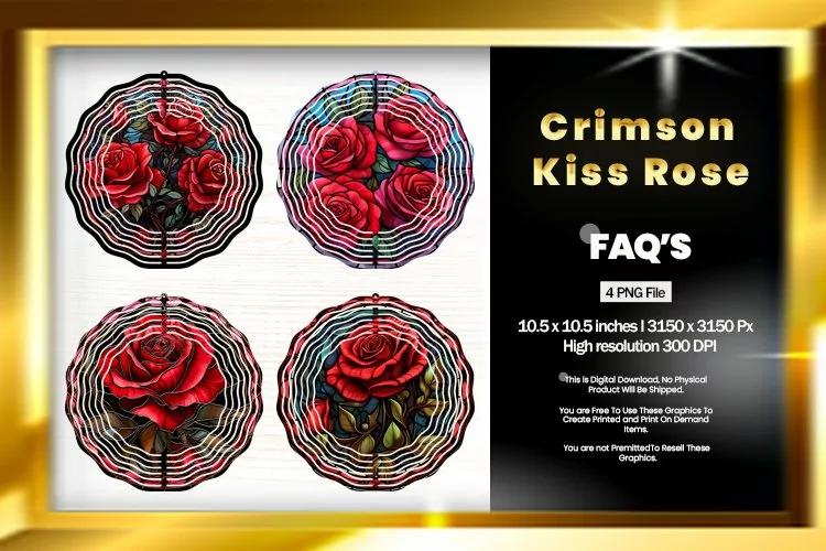 Crimson Kiss Rose Wind Spinner Sublimation - 04 Variations