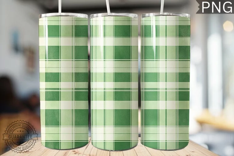 Green Plaid Tumbler Wrap - High Quality 300 Dpi