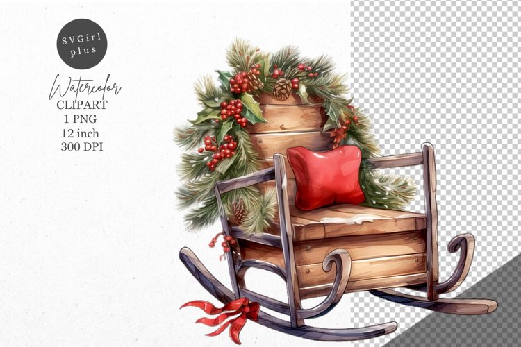 Christmas clipart, Sled clipart, Winter clipart