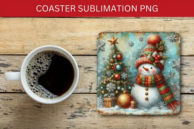 square coaster - snowman