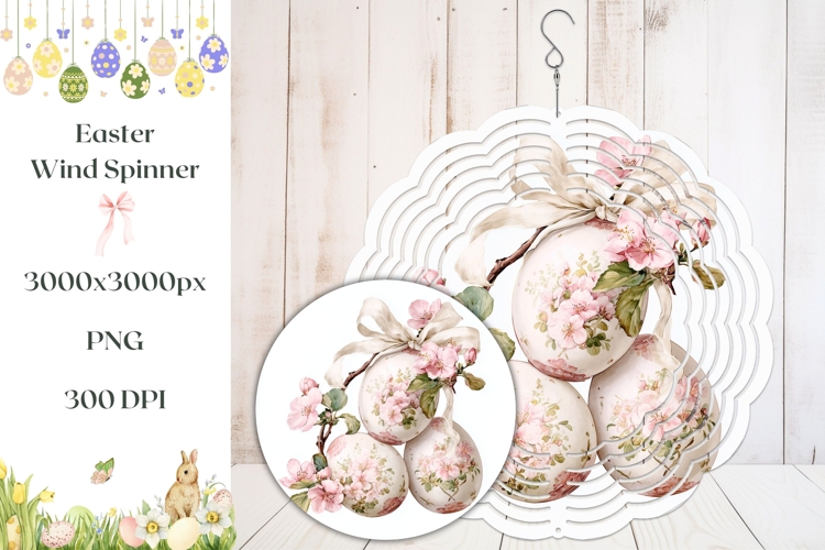 Easter Wind Spinner Design, Floral Eggs Wind Spinner Print