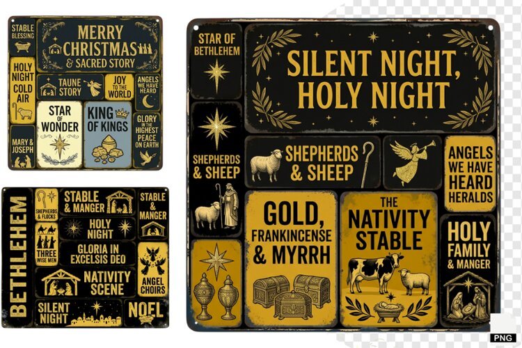Christmas Nativity Signs PNG example image 1