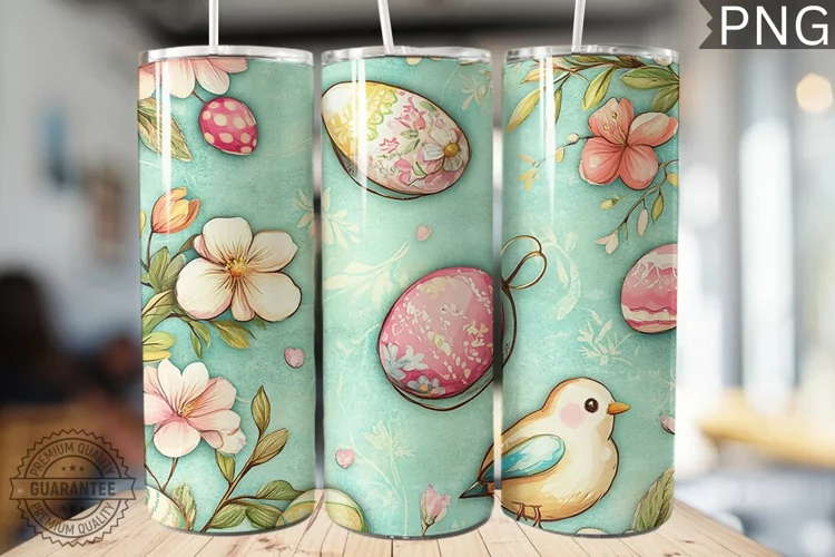 Spring Easter Tumbler Wrap - High Quality 300 Dpi