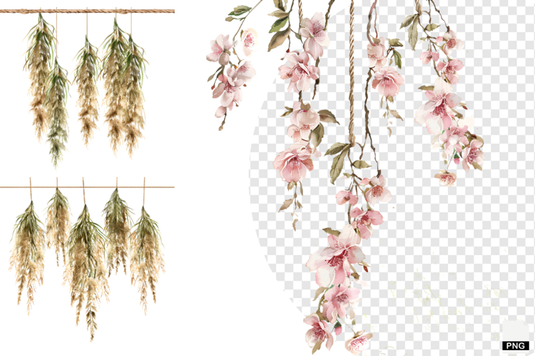 Rustic Hanging Wildflower String Clipart