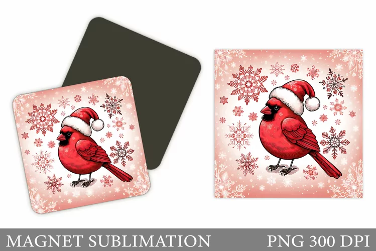 Cardinal Magnet Design. Christmas Magnet Sublimation