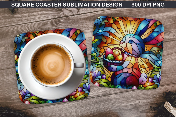 Bunny Coaster Sublimation, Easter Coaster PNG Design