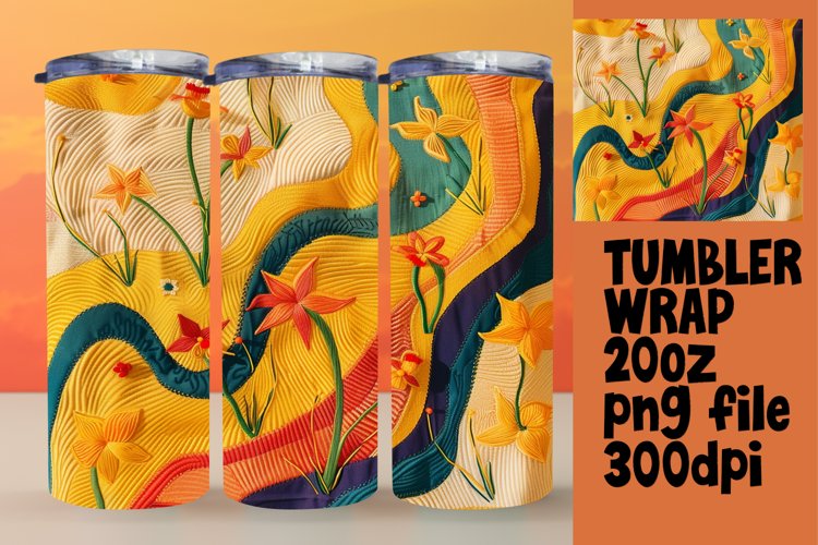 Color Burst Embroidered Sublimation Tumbler Design example image 1
