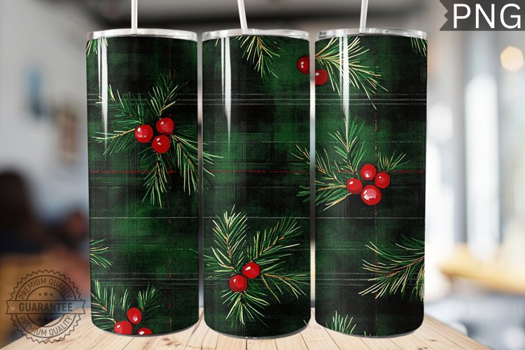 Green Christmas Plaid Tumbler Wrap -High Quality 300 Dpi