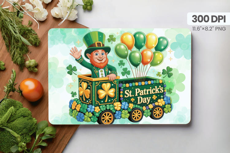 St Patrick’s Day Parade Leprechaun Train Cutting Board PNG S