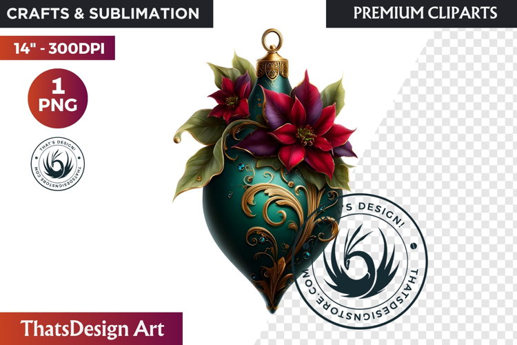 Christmas Jewel Baubles Clipart | Elegant Holiday Ornaments