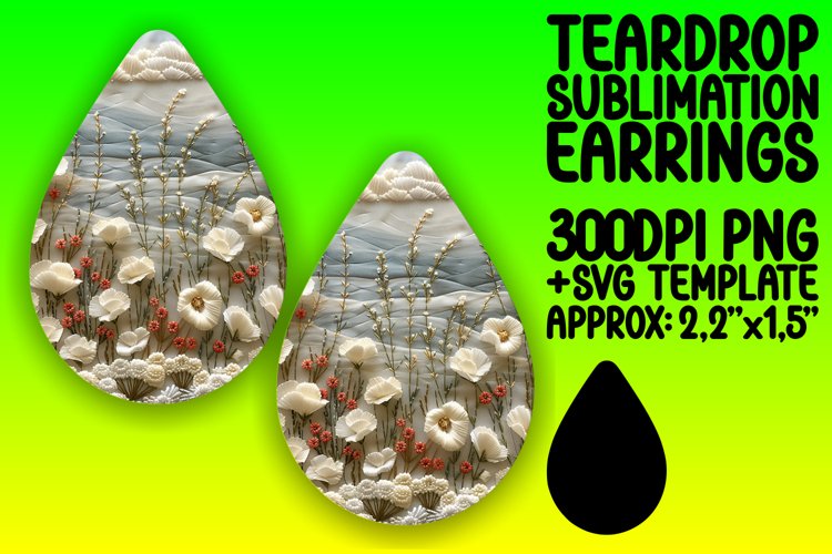 Whimsical Blossom Teardrop Earrings - Sublimation Edition