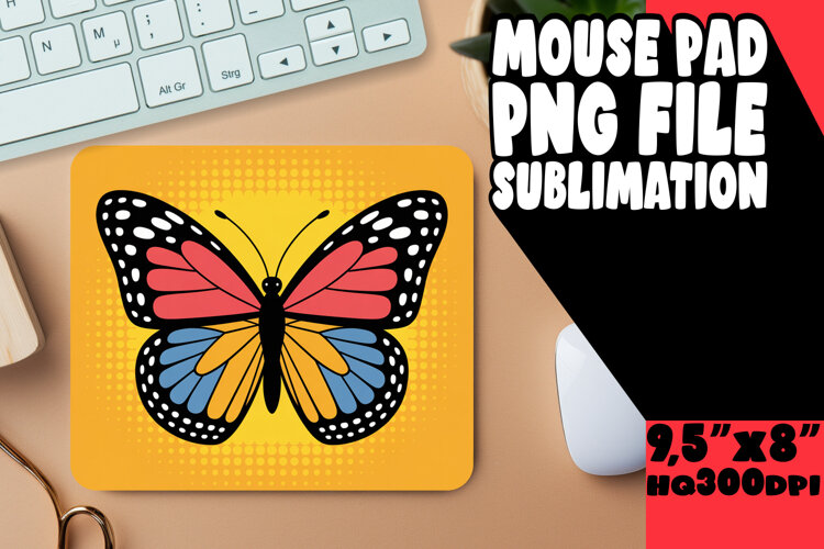 Vibrant Mouse Pad Sublimation Design, Butterfly example image 1