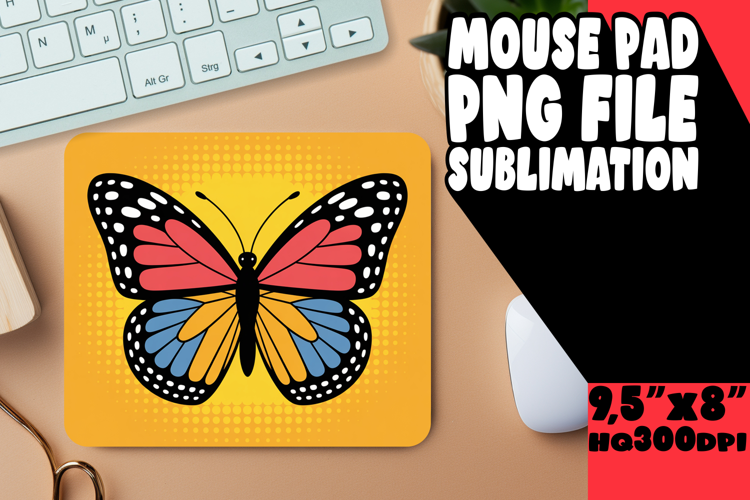 Vibrant Mouse Pad Sublimation Design, Butterfly