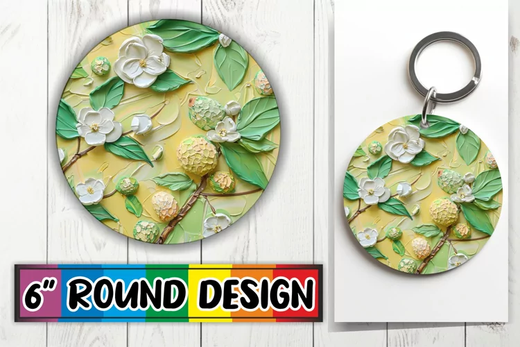 3D Blooming Round Keychain Design