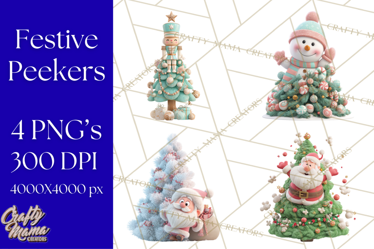 Christmas Tree Clipart PNG Cute Characters for Holiday Craft