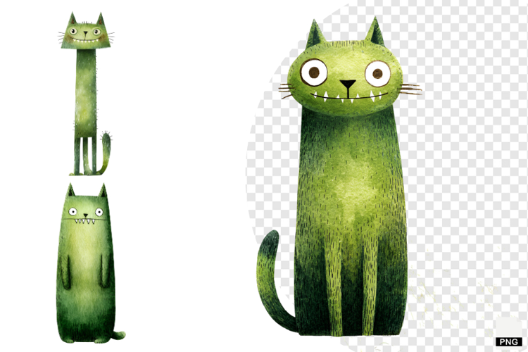 Green Zombie Cat Clipart