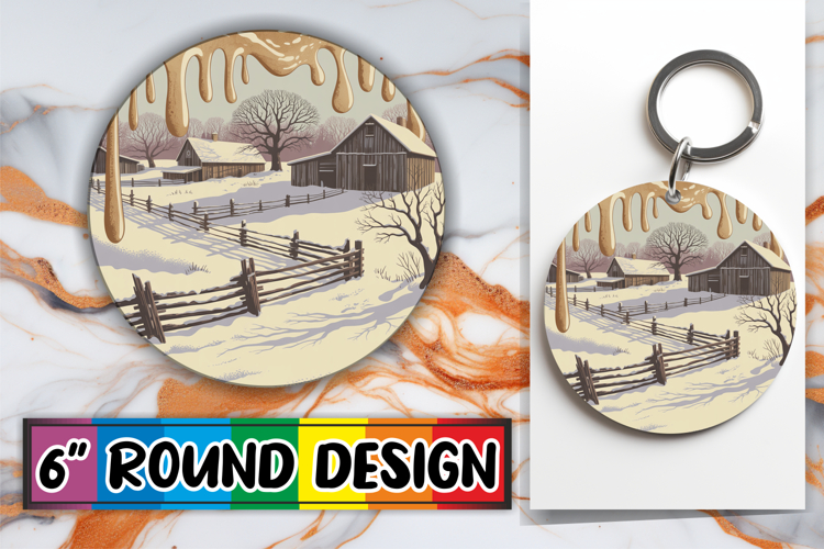 Enchanted Round Keychains PNG, Winter