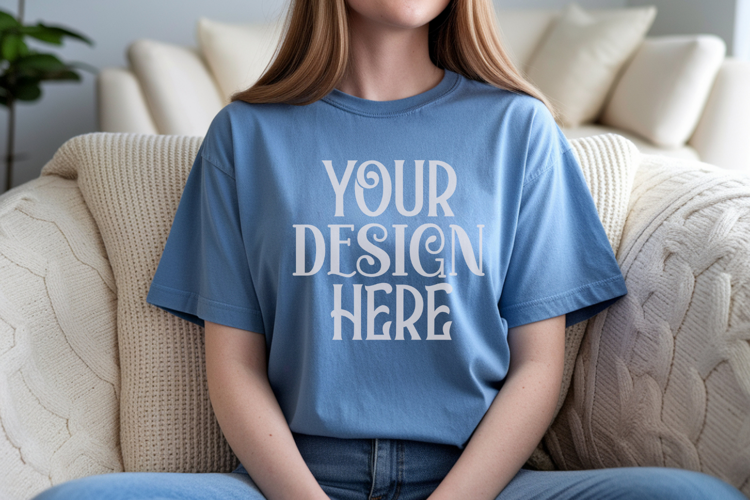 Denim Comfort Colors 1717 T-shirt Mockups,1717 Mockups