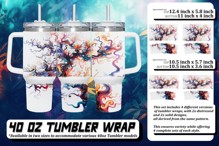 Tranquil Tree Watercolor Tumbler Wrap - 40oz