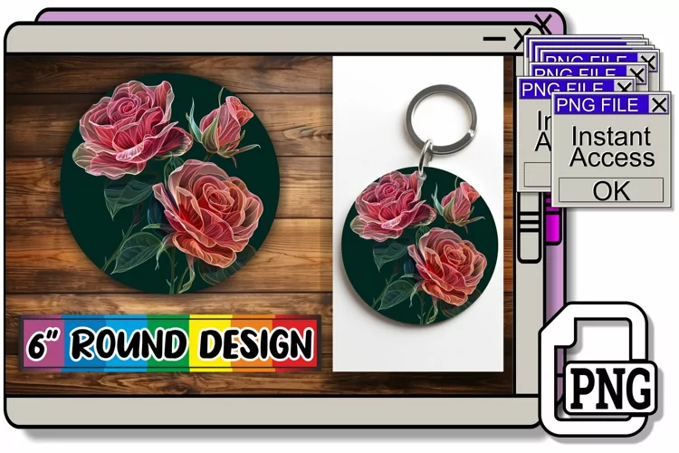 Blossom Brilliance: Sublimation Circle Keychain & Car