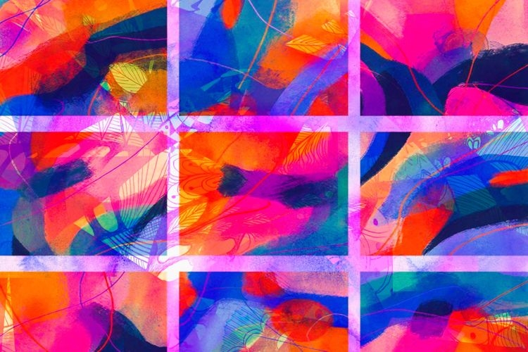 Psychedelic abstract hand drawing and digital artwork