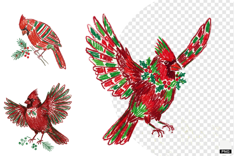 Christmas Cardinal Garden Clipart