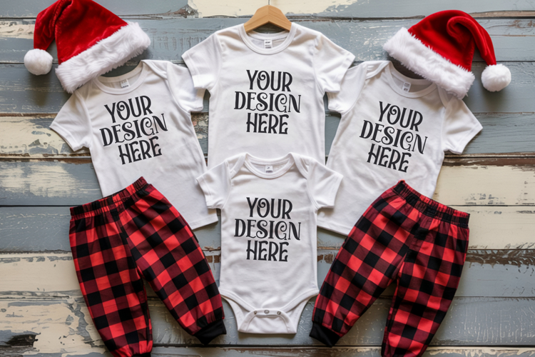 Christmas Family Matching Group Flat Lay Mockup