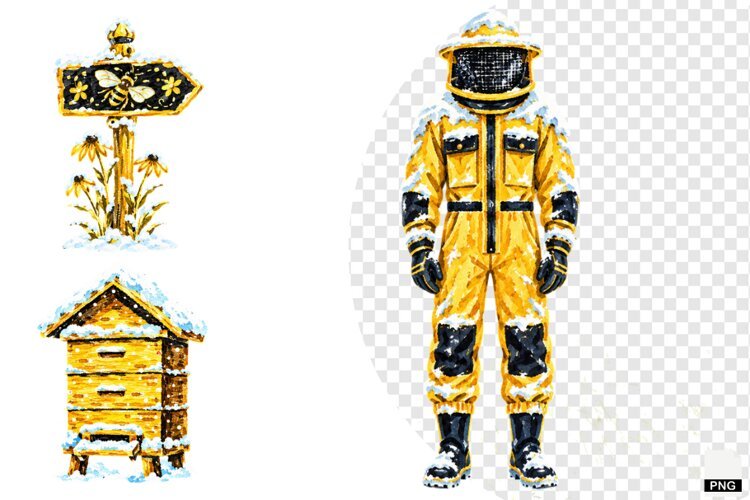 Winter Bees Garden Clipart example image 1