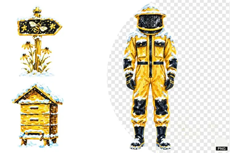 Winter Bees Garden Clipart