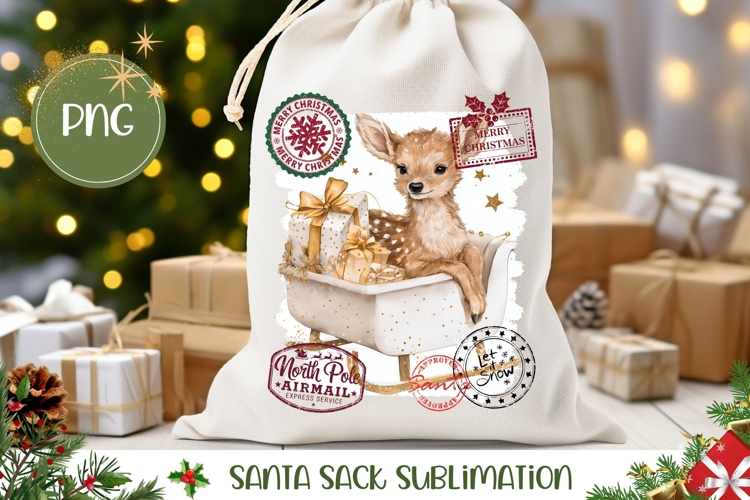 Cartoon Christmas Deer Santa Sack, Cute Gift Bag Design