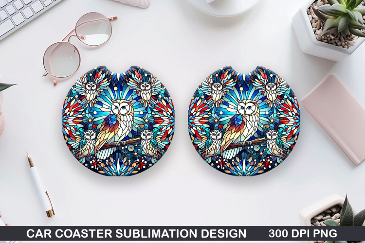 Owls Car Coaster Sublimation, 4th Of July Coaster PNG
