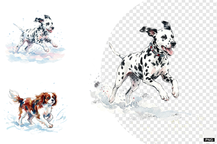 Winter Dog Playing PNG